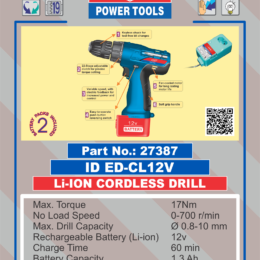 Electric Cordless Drill ID-ED-CL 12V CELL TYPE